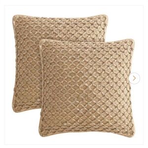 Set Of 2 Boho Living jada Beige Geometric Zipper 20x20 Throw Pillow Covers
